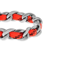 Malibu Gourmette Bracelet in Antique Silver/neon Orange