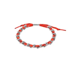 Malibu Gourmette Choker in Antique Silver/neon Orange