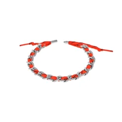 Malibu Gourmette Choker in Antique Silver/neon Orange