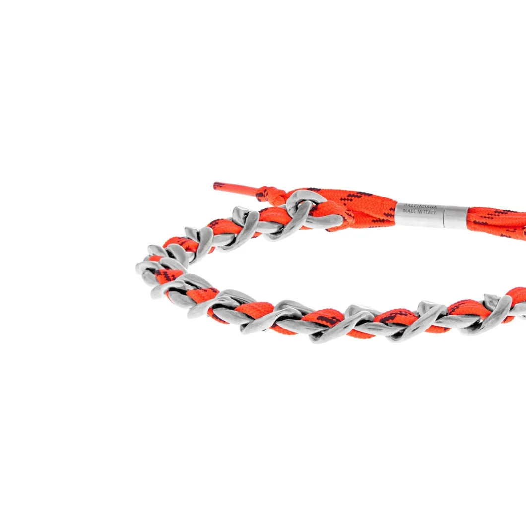 Malibu Gourmette Choker in Antique Silver/neon Orange