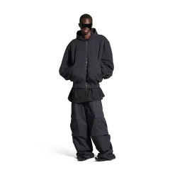 Men's Agaicnelab Hooded Bomber in Black/orange