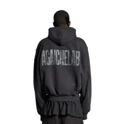 Men's Agaicnelab Hooded Bomber in Black/orange