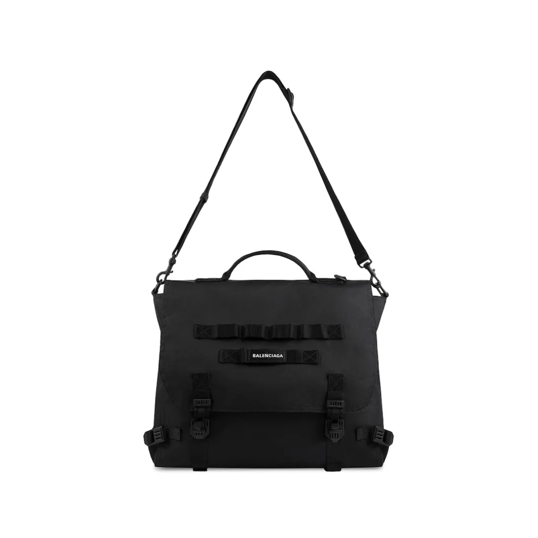 Men's Army Large Messenger Bag in Black