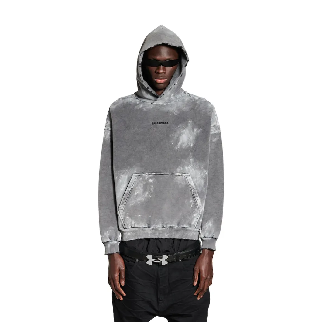 Men's Balenciaga Back Hoodie Medium Fit in Grey