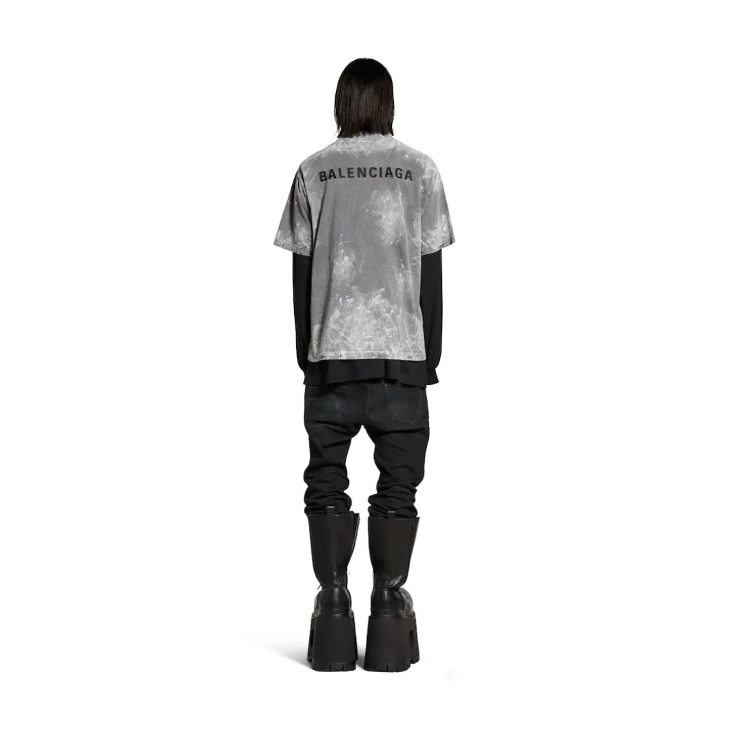Men's Balenciaga Back T-shirt Medium Fit in Grey