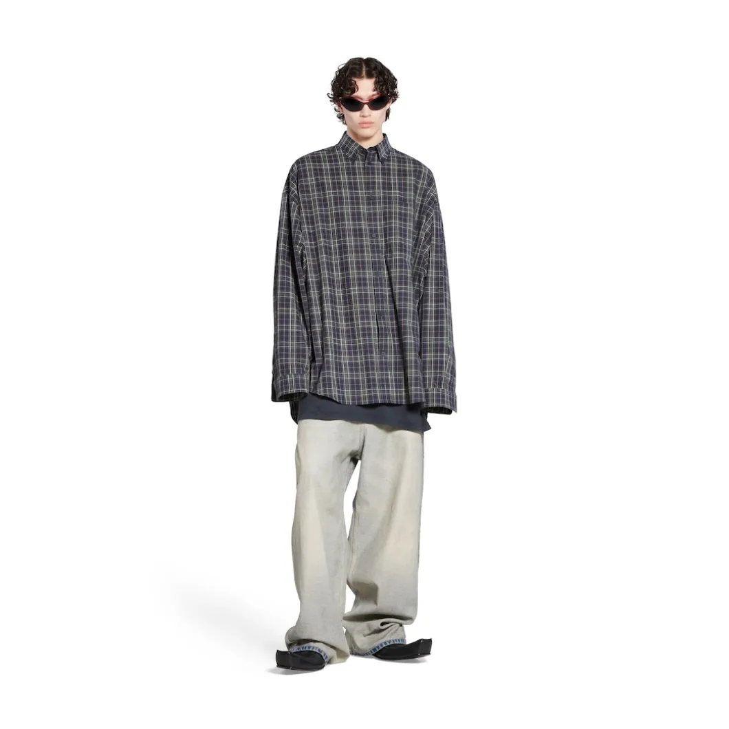 Men's Balenciaga Shirt Oversized in Dark Blue