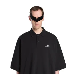 Men's Bb Classic Balenciaga Polo Shirt Oversized in Black