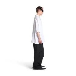 Men's Bb Classic Balenciaga Polo Shirt Oversized in White