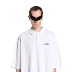Men's Bb Classic Balenciaga Polo Shirt Oversized in White