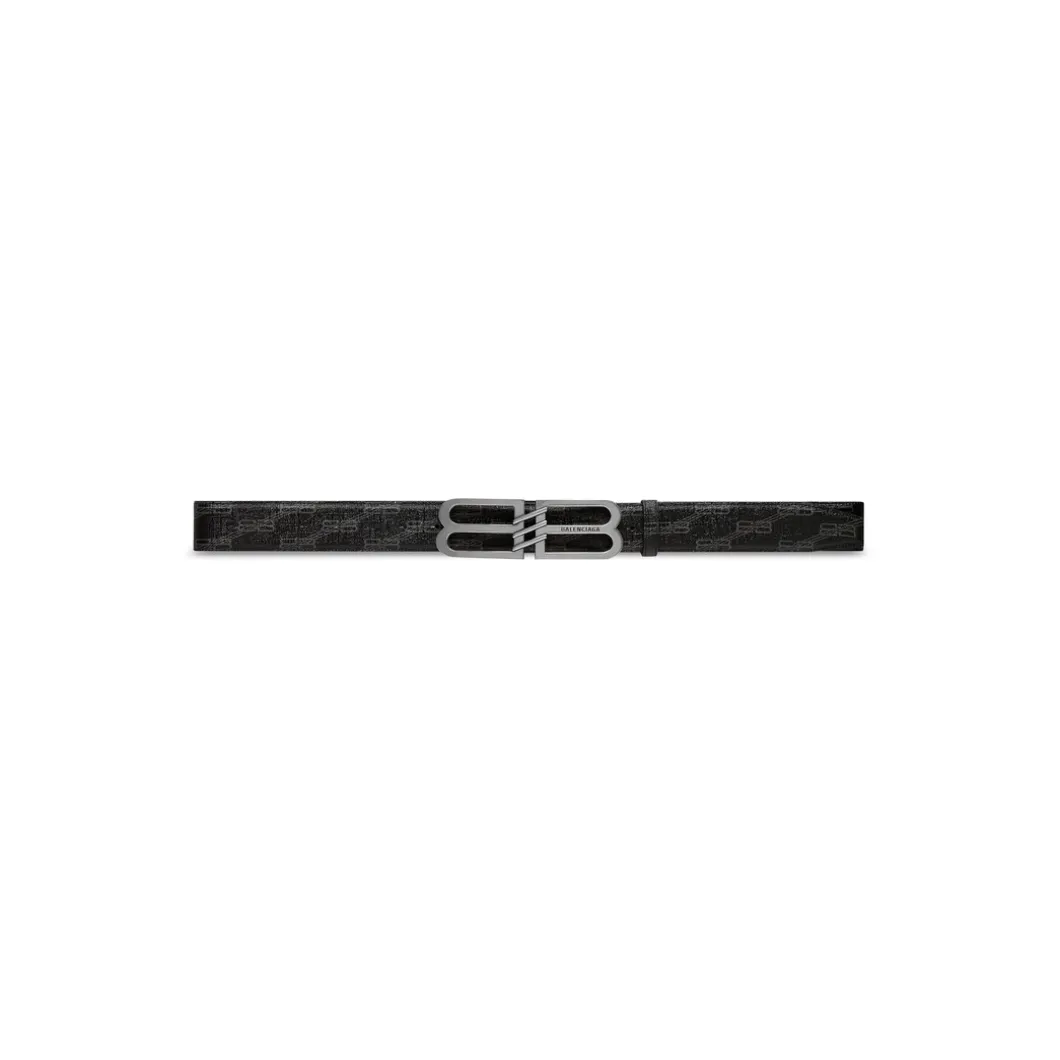 Men's Bb Signature Belt Bb Monogram Coated Canvas in Black