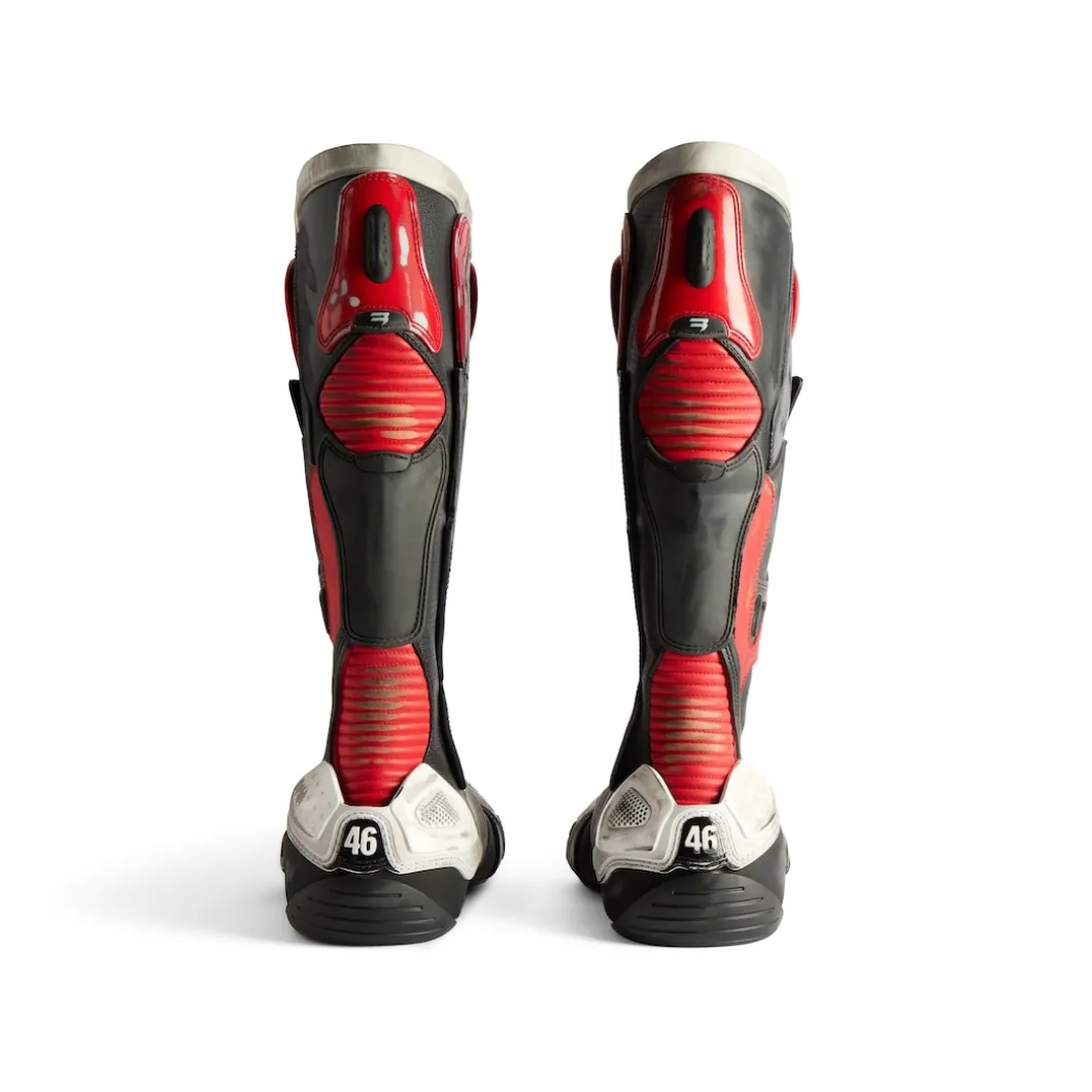 Men's Biker Boot in Red/white/black