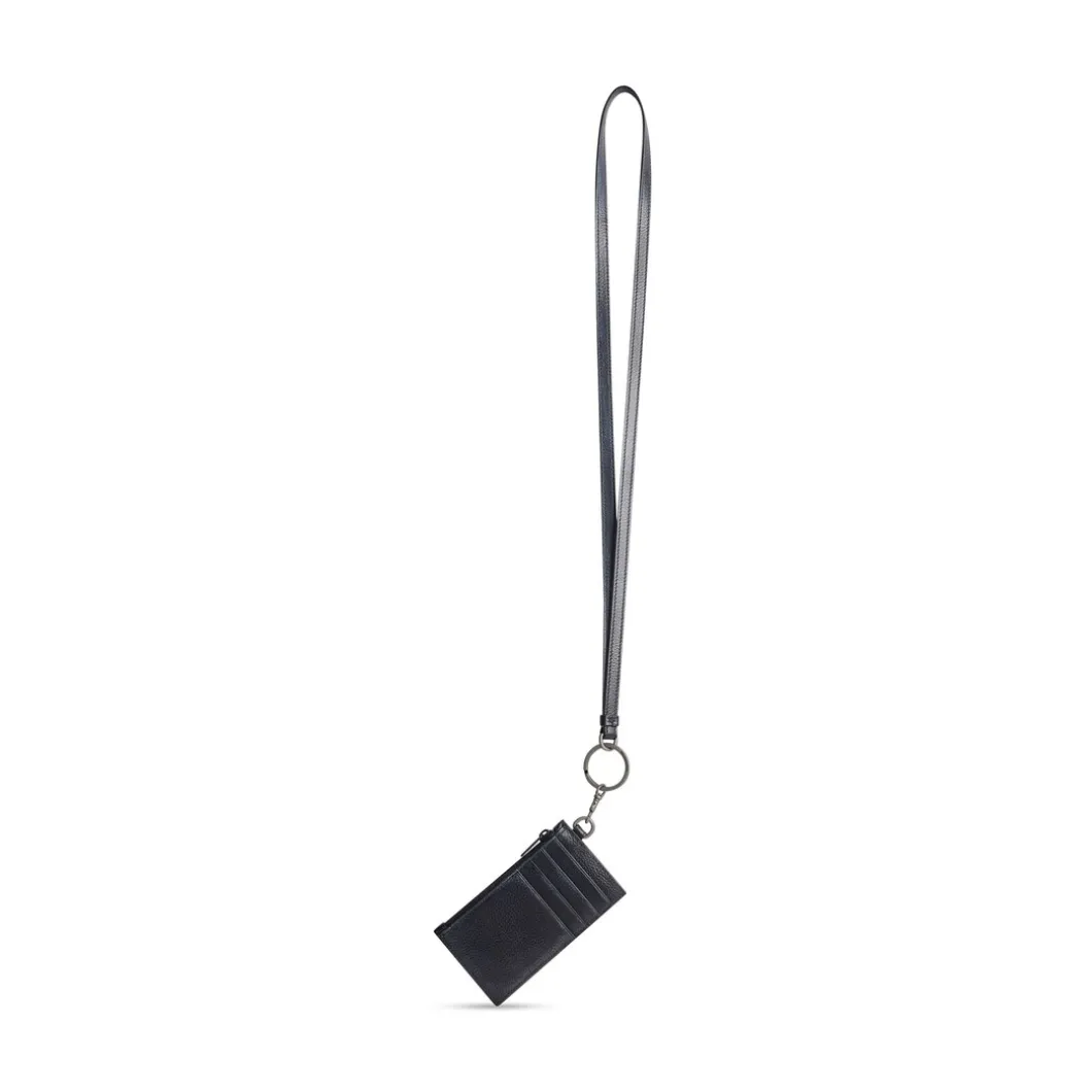 Men's Car Card Case On Keychain Dirty Effect in Black