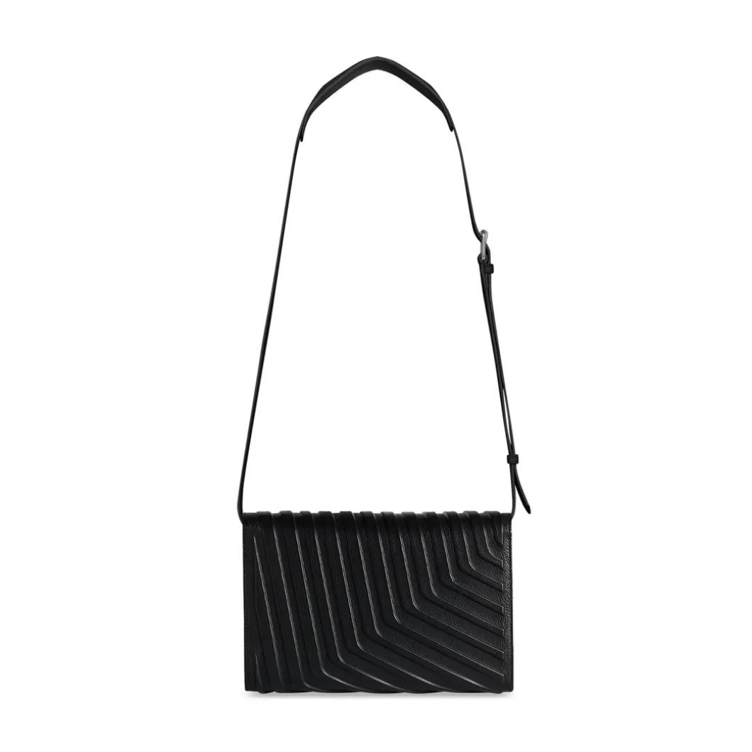 Men's Car Flap Bag With Strap in Black