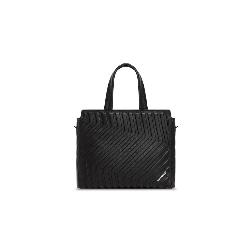 Men's Car Zipped Small East-west Tote Bag in Black