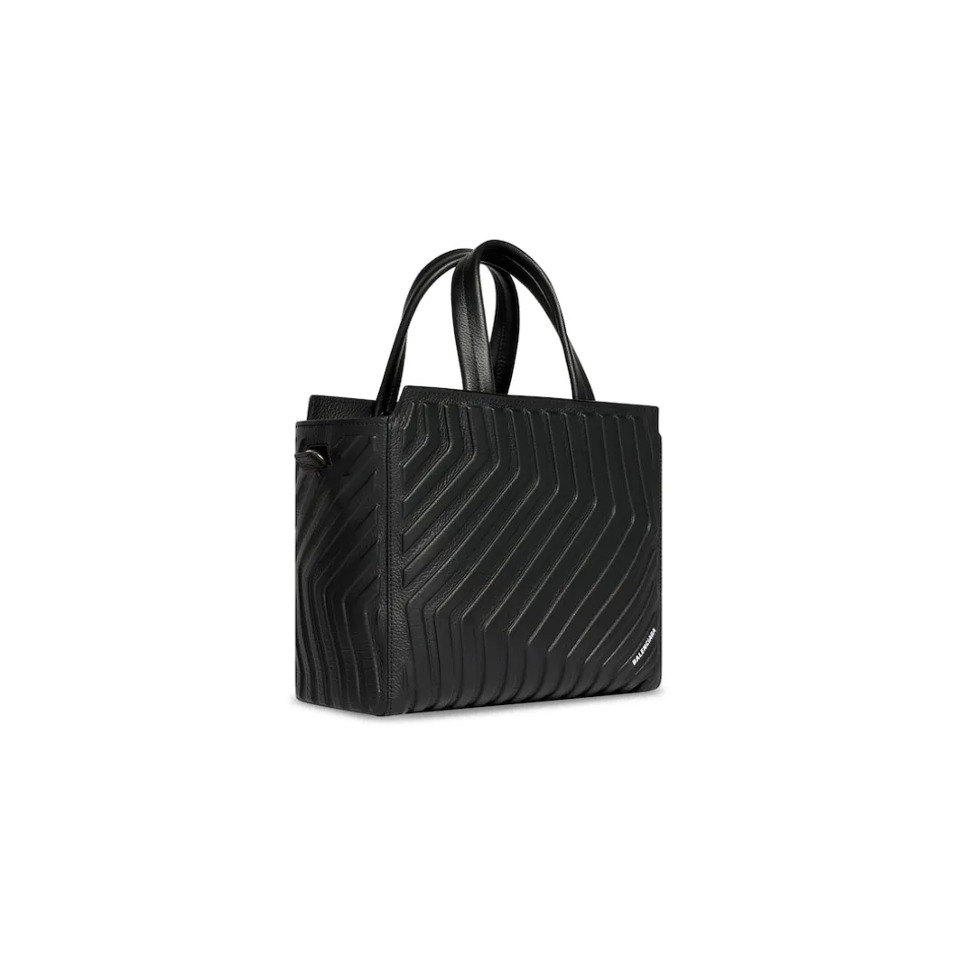Men's Car Zipped Small East-west Tote Bag in Black