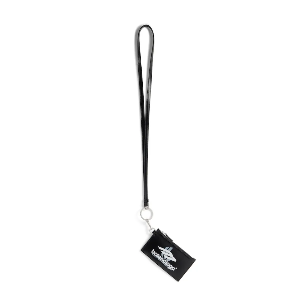 Men's Cash Card Case On Keychain Box in Black/white