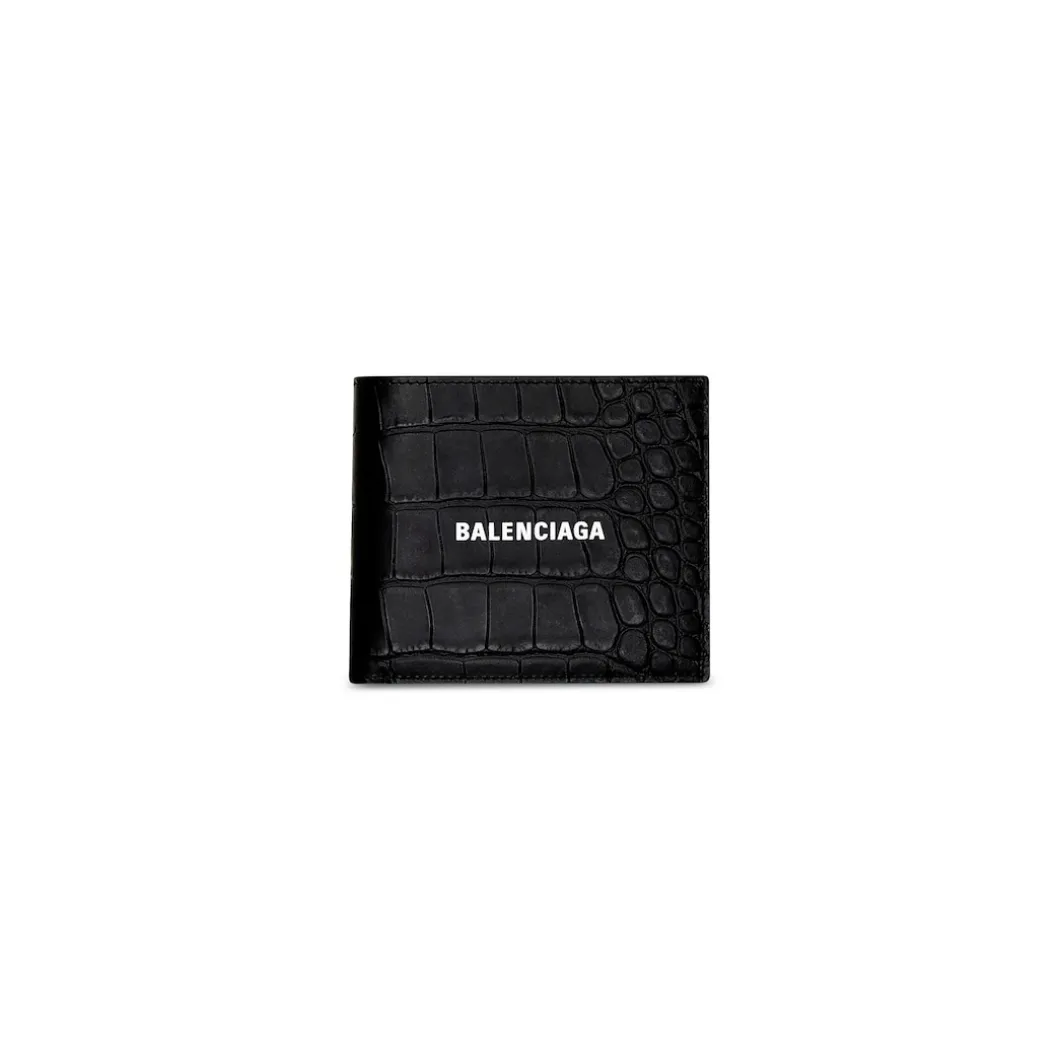 Men's Cash Square Folded Coin Wallet in Black