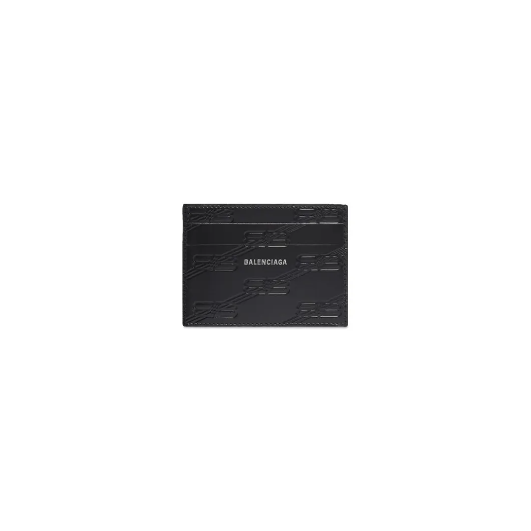 Men's Embossed Monogram Card Case Box in Black