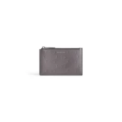 Men's Embossed Monogram Long Coin And Card Holder Box in Dark Grey