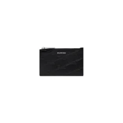 Men's Embossed Monogram Long Coin And Card Holder Box in Black