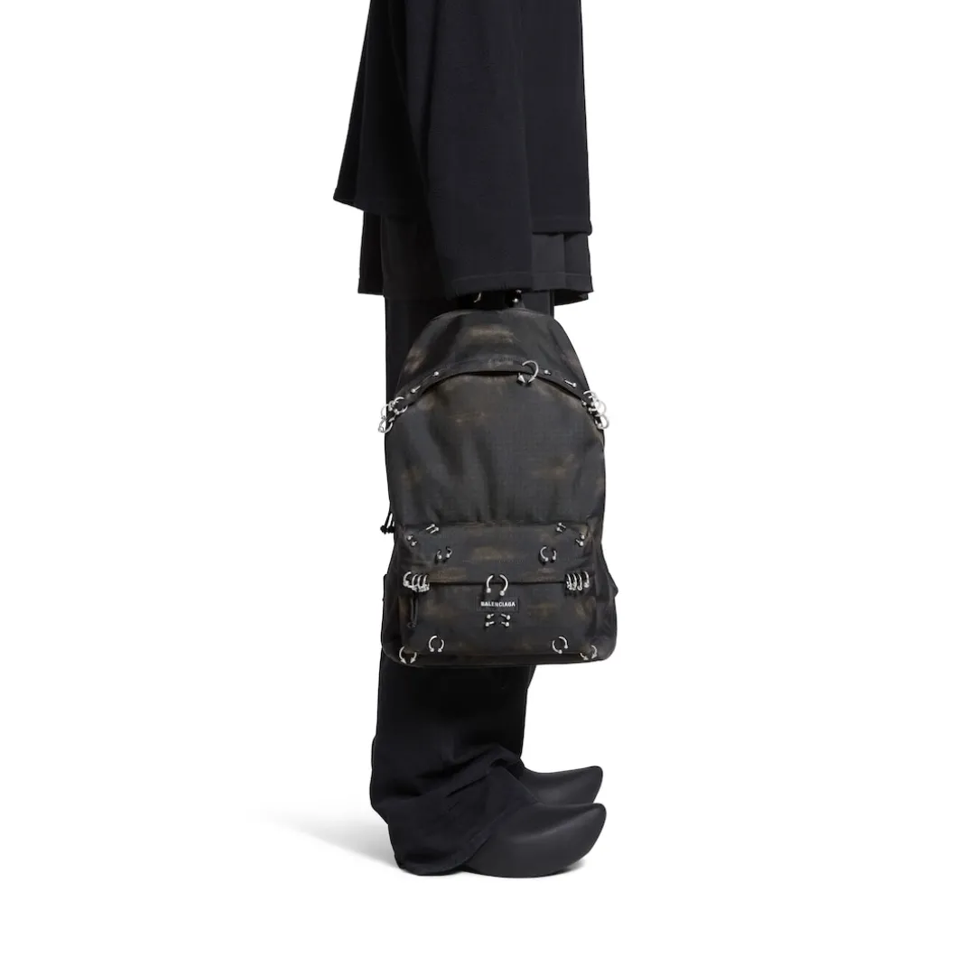Men's Explorer Backpack With Piercings in Black