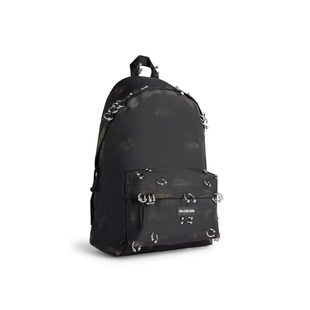 Men's Explorer Backpack With Piercings in Black