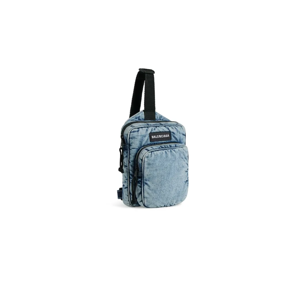 Men's Explorer Crossbody Messenger Bag Denim in Faded Blue