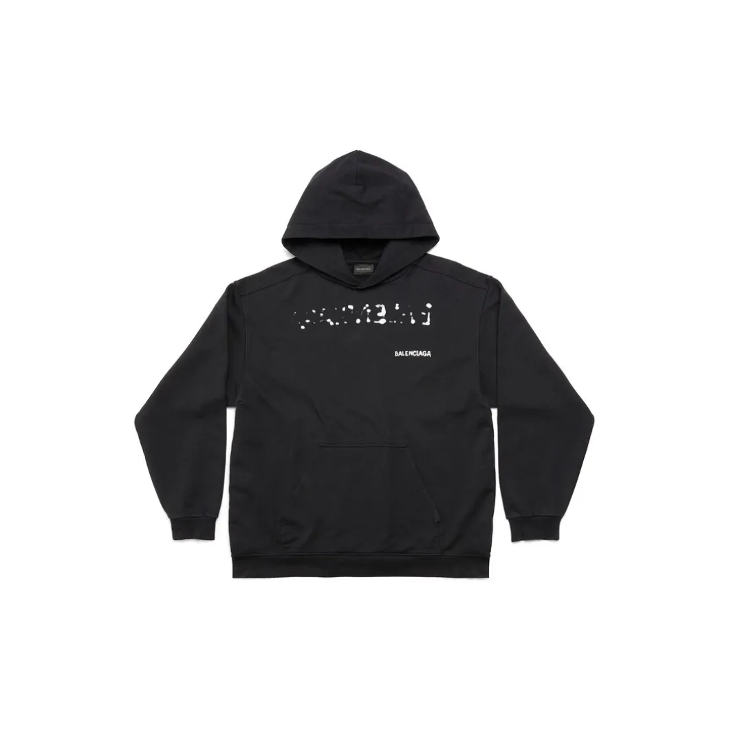 Men's Hand-drawn Balenciaga Hoodie Medium Fit in Black