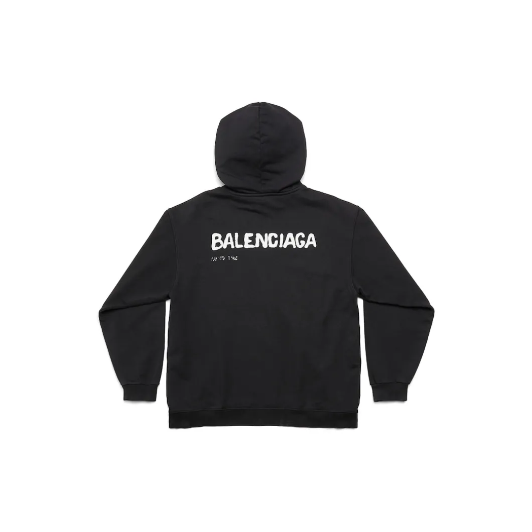 Men's Hand-drawn Balenciaga Hoodie Medium Fit in Black