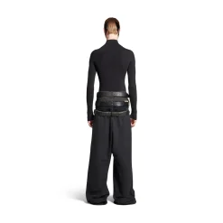 Men's Layered Jogging Pants in Black