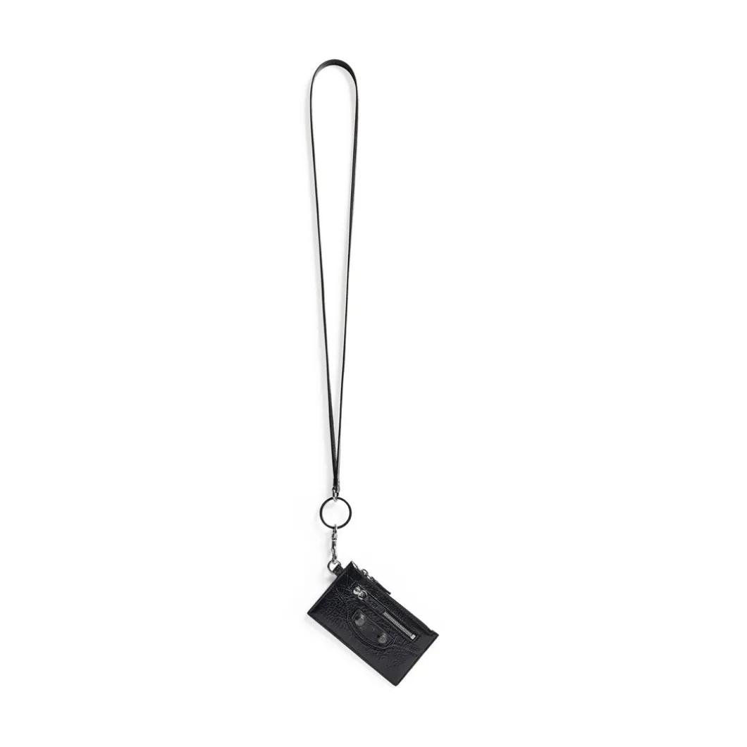 Men's Le Cagole Card Case On Keychain in Black