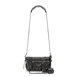Men's Le Cagole Xs Flap Bag With Piercings in Black