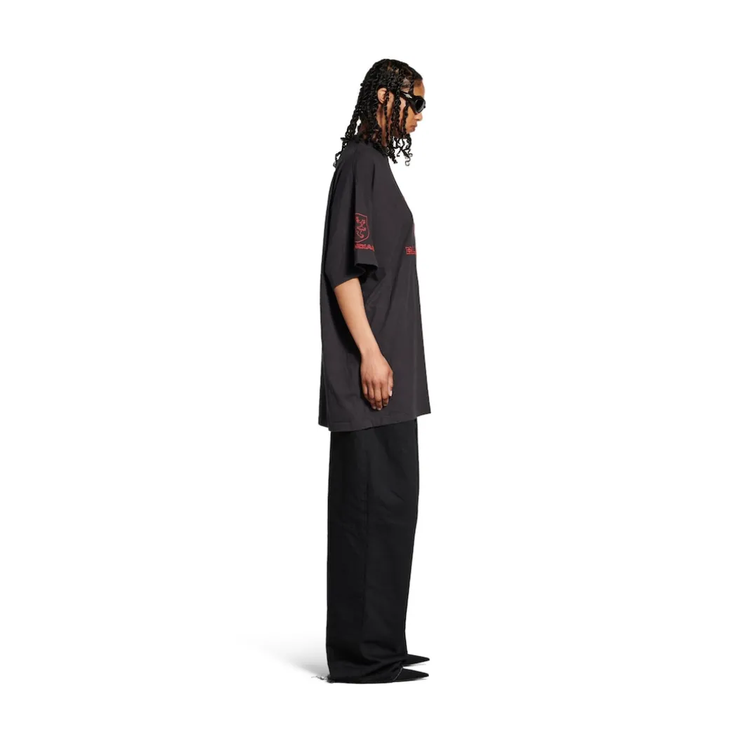 Men's Lion Club T-shirt Oversized in Black/red