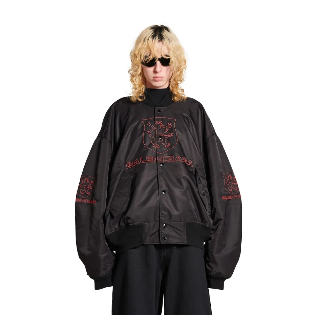 Men's Lion Club Varsity Jacket in Black