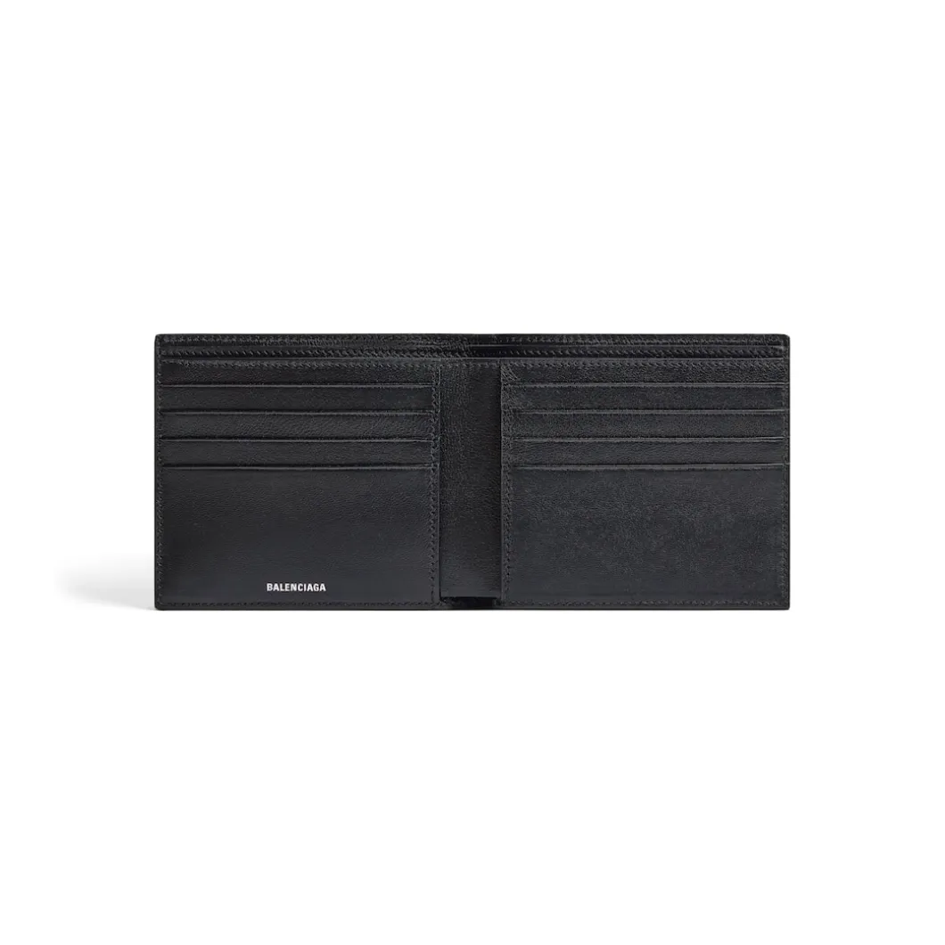 Men's Monaco Square Folded Wallet in Black