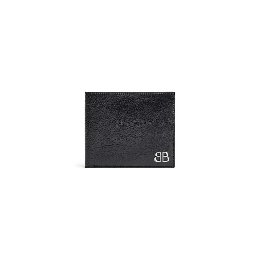 Men's Monaco Square Folded Wallet in Black