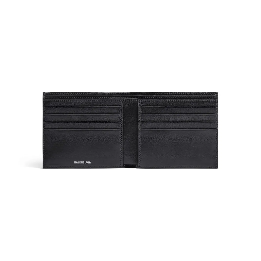 Men's Monaco Square Folded Wallet in Black