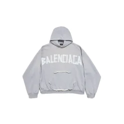 Men's New Tape Type Tr Ripped Pocket Hoodie  in Grey