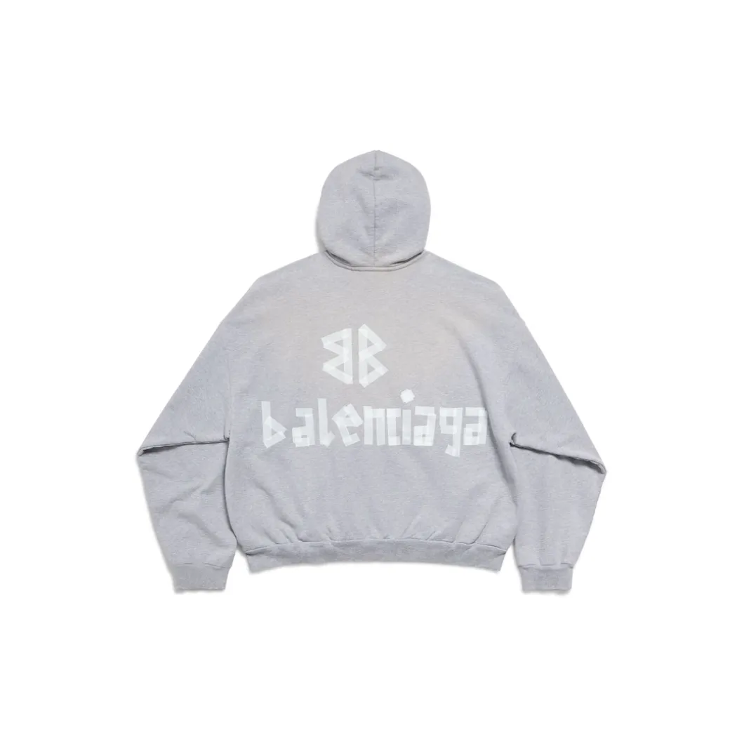 Men's New Tape Type Tr Ripped Pocket Hoodie in Grey
