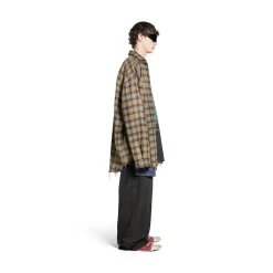 Men's Paris Liberty Layered Shirt Oversized in Dark Green