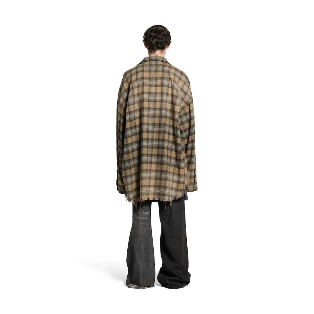 Men's Paris Liberty Layered Shirt Oversized in Dark Green