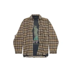 Men's Paris Liberty Layered Shirt Oversized in Dark Green