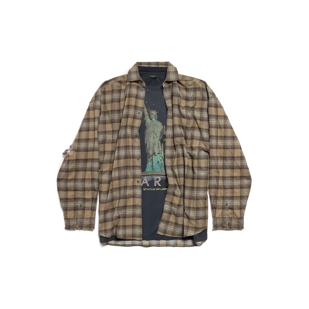 Men's Paris Liberty Layered Shirt Oversized in Dark Green