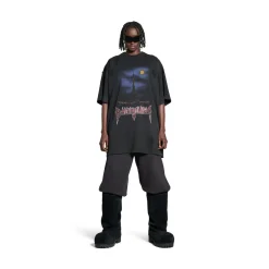 Men's Paris Moon Double Front T-shirt Oversized in Black
