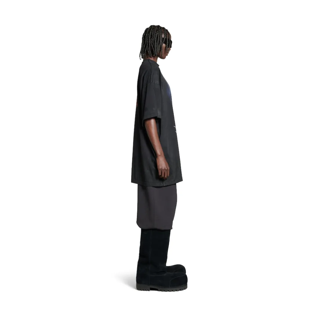 Men's Paris Moon Double Front T-shirt Oversized in Black