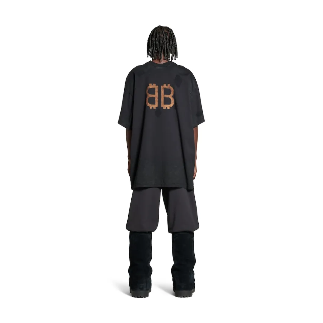 Men's Paris Moon Double Front T-shirt Oversized in Black