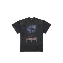 Men's Paris Moon Double Front T-shirt Oversized in Black