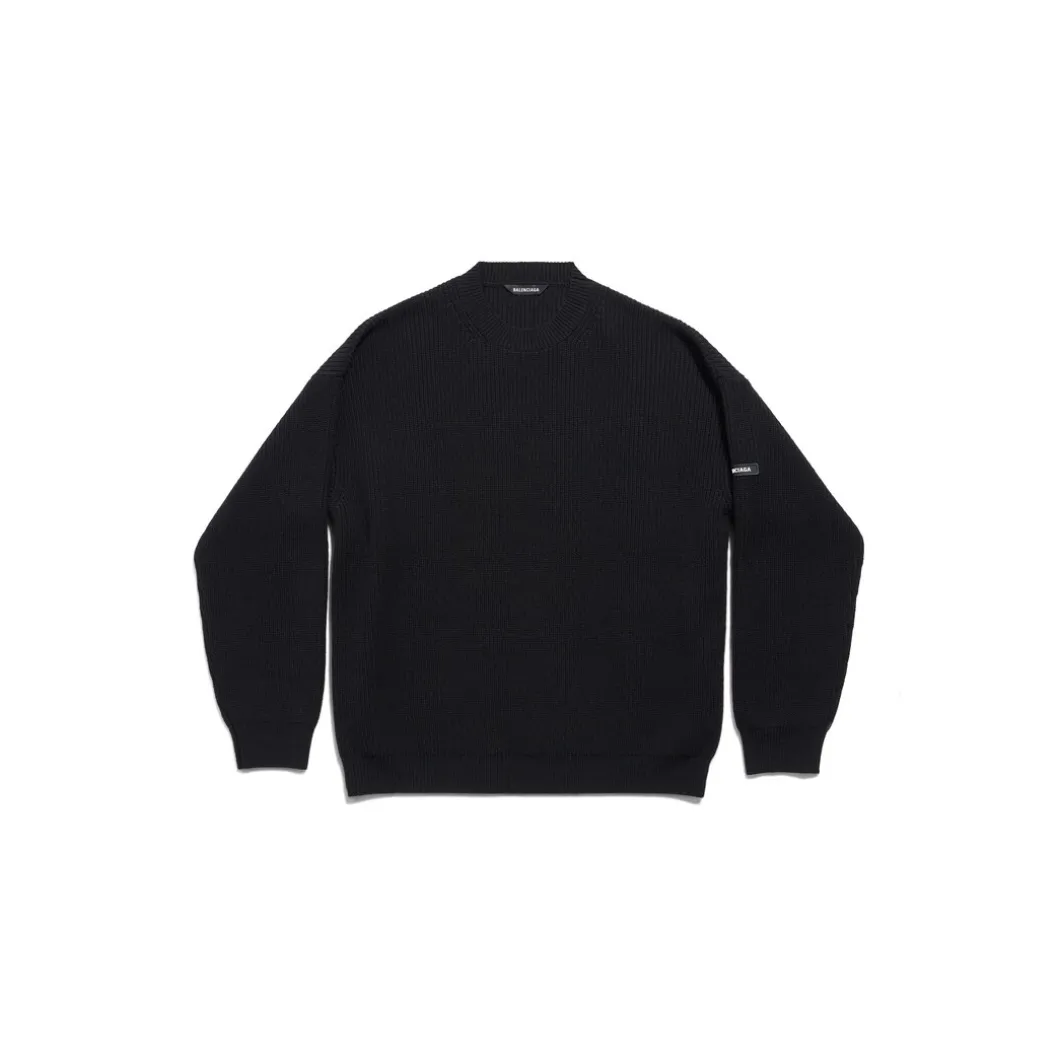 Men's Patch Crewneck Sweater in Black