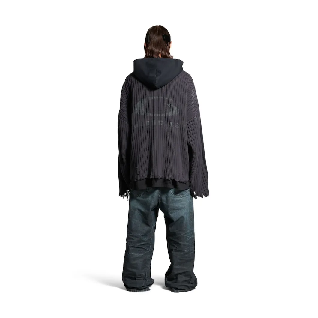 Men's Patched Zip-up Hoodie in Black/blue
