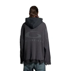 Men's Patched Zip-up Hoodie in Black/blue